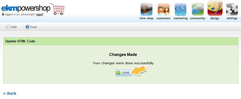 Done button